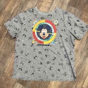 2001 Disneyland Mickey Mouse Compass Attractions Gray Tee Shirt Size XL